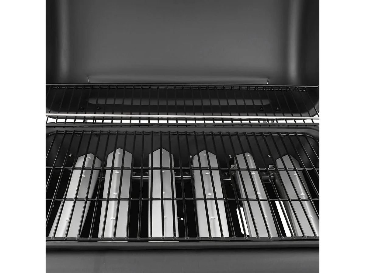 Barbacoa de gas VidaXL 12000W 6 fogones con tapa protectora negro