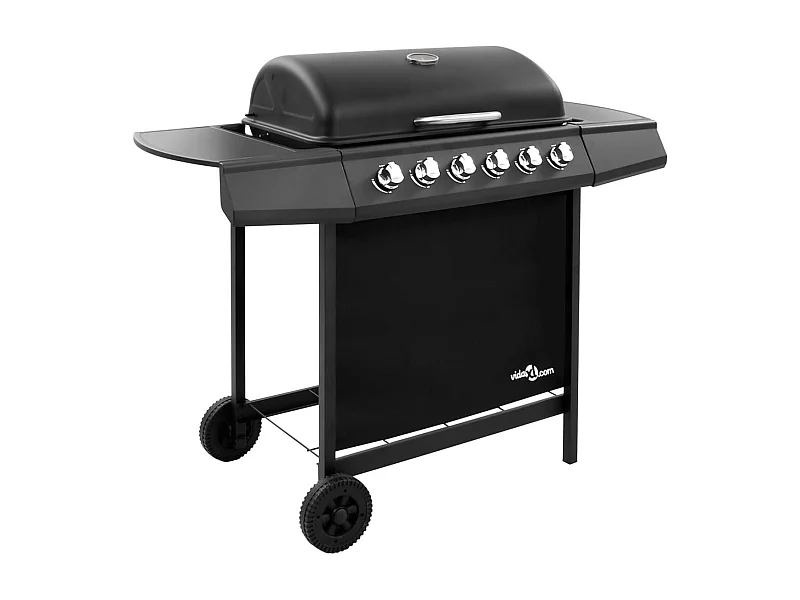 Barbacoa de gas VidaXL 12000W 6 fogones con tapa protectora negro
