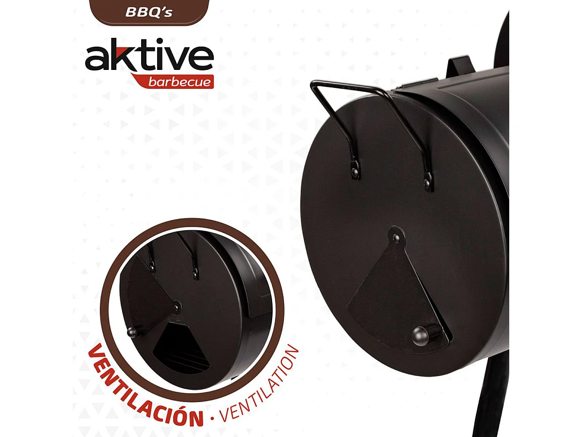 Barbacoa de carbón Aktive Barbecue con ahumador y accesorios negro