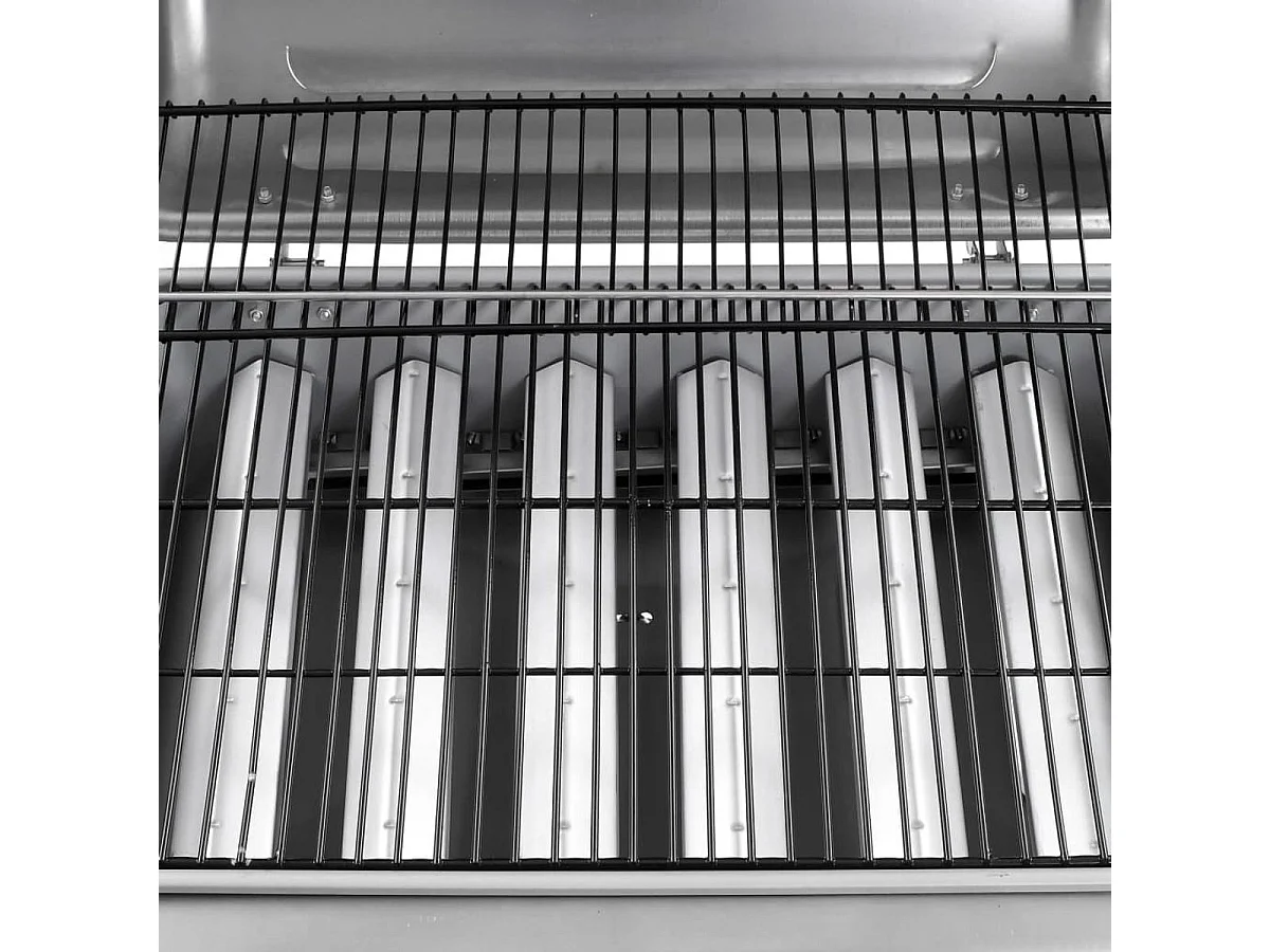 Barbacoa de gas VidaXL 12000W 6 fogones con tapa protectora plata