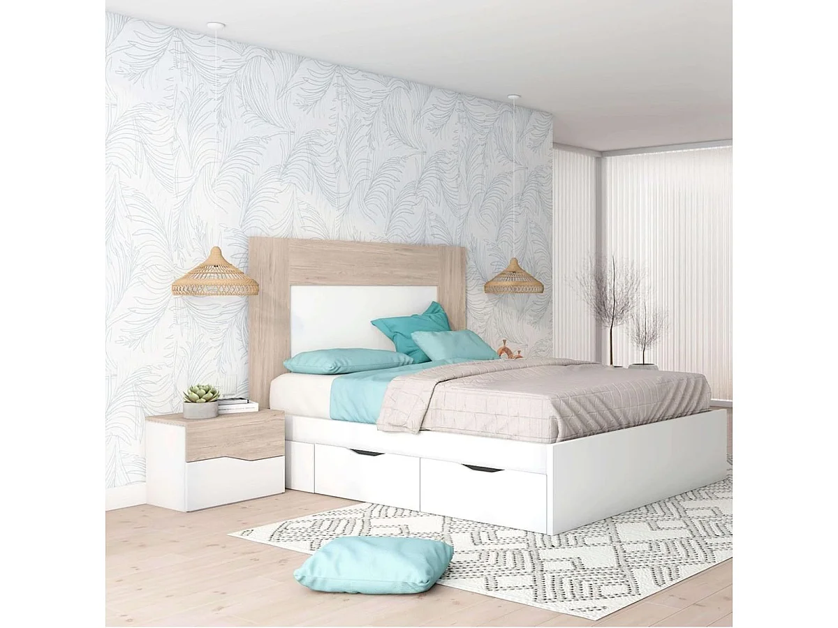 Cabecero Luce diseño mural blanco/sahara 90x162,6x3,2 cm