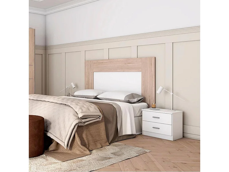 Cabecero Luce diseño mural blanco/sahara 90x162,6x3,2 cm