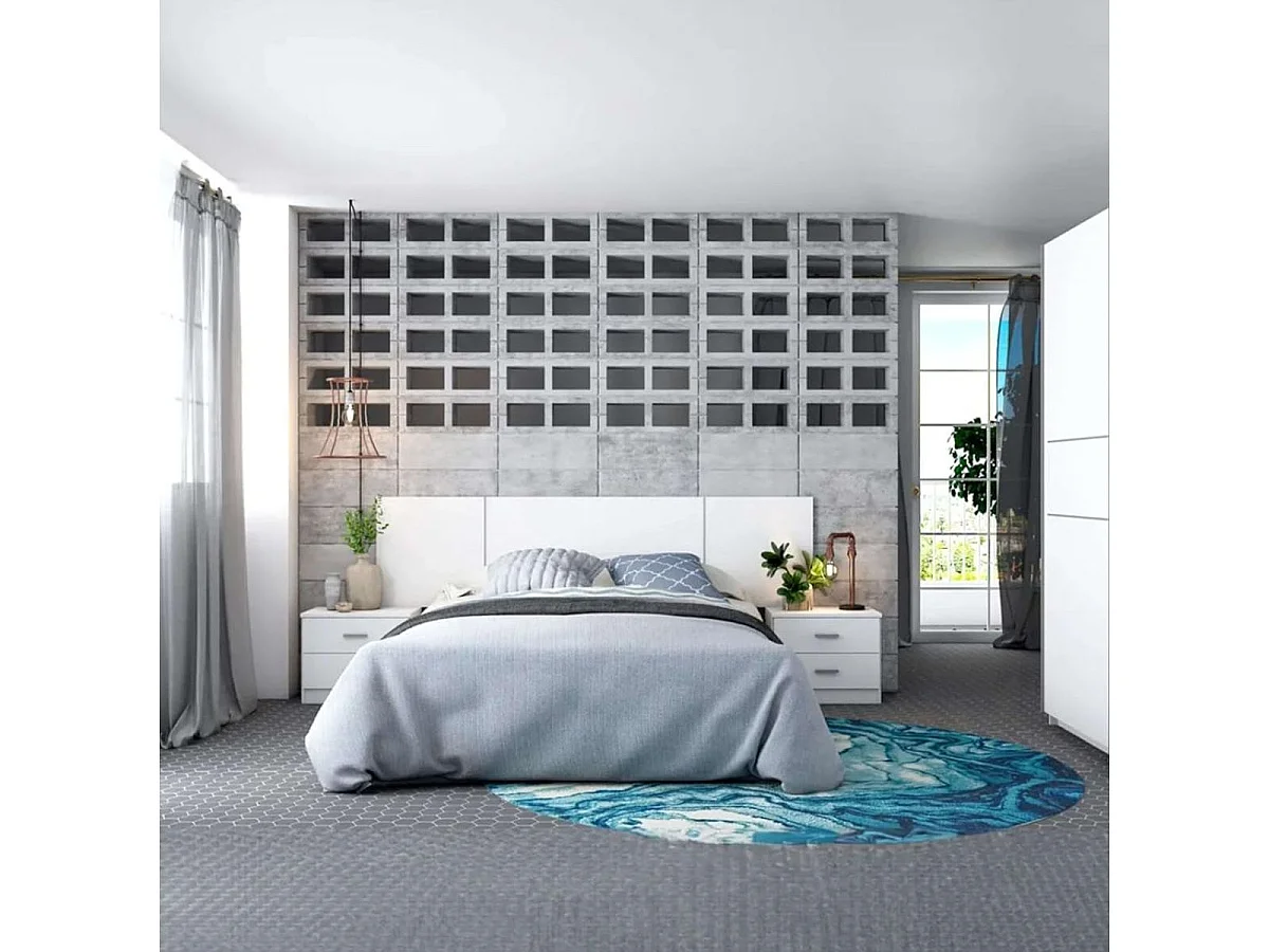 Cabecero Reims diseño mural blanco mate 52,6x208,6x1,6 cm