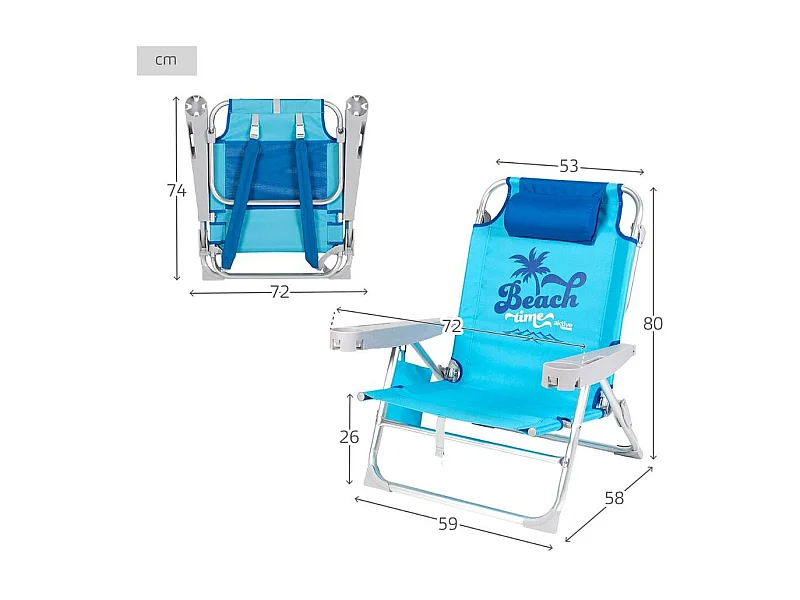 Silla de playa Aktive reclinable 5 posiciones azul