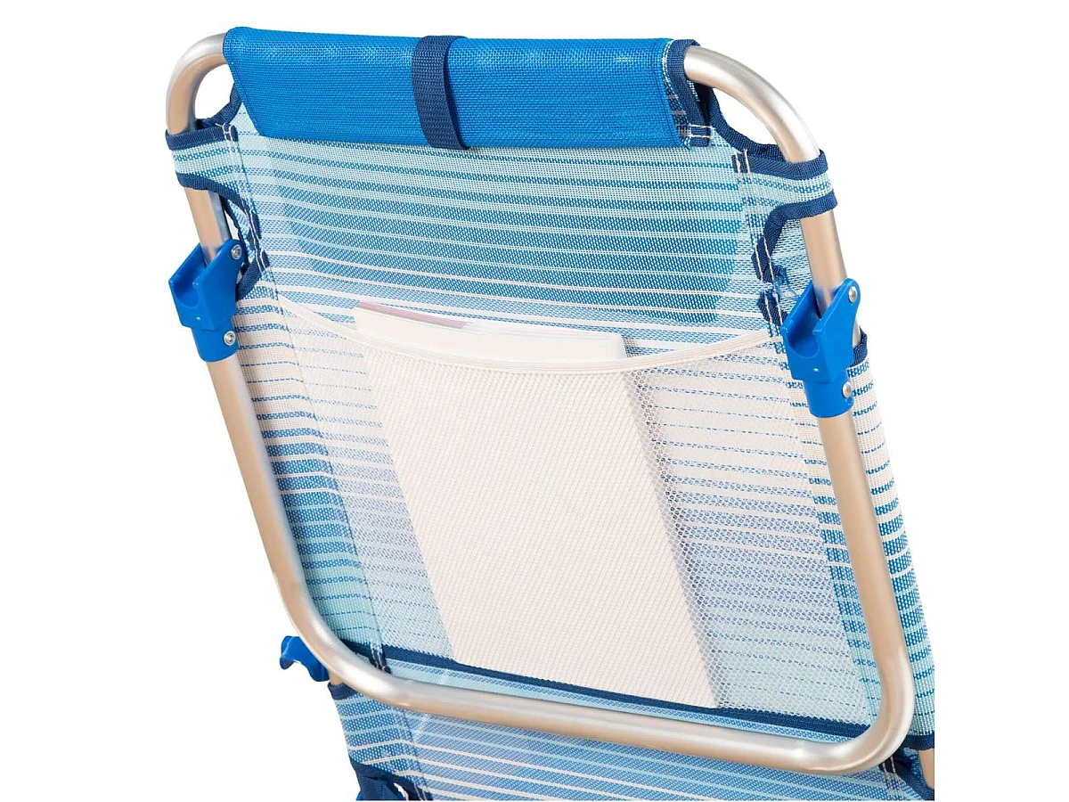 Silla de playa Mallorca Aktive cojín + bolsillos + asa azul claro