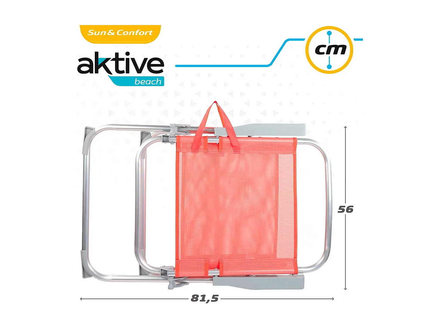Silla plegable fija Aktive con asa salmón 88x56x50 cm