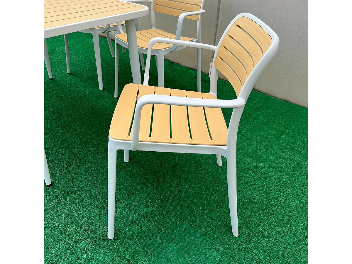 Silla de exterior Calpe blanco/natural 80,5x53,5x41 cm