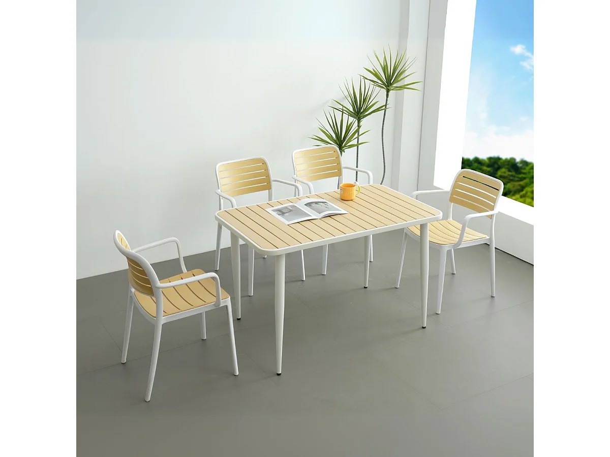 Silla de exterior Calpe blanco/natural 80,5x53,5x41 cm