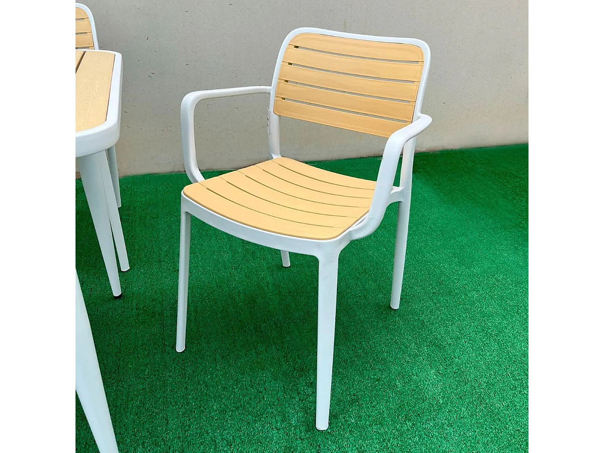 Silla de exterior Calpe blanco/natural 80,5x53,5x41 cm