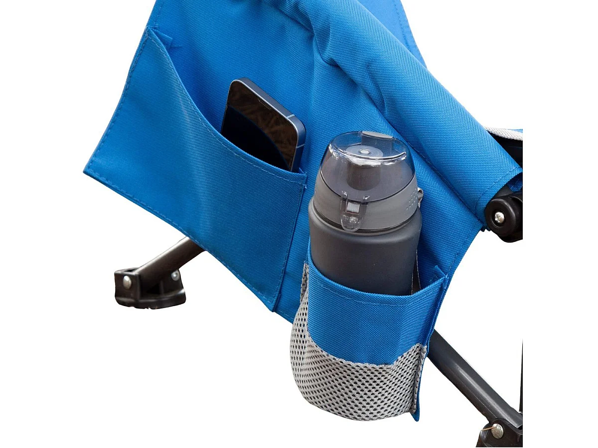 Silla de camping Aktive plegable + bolsillos laterales azul 95x55x45 cm