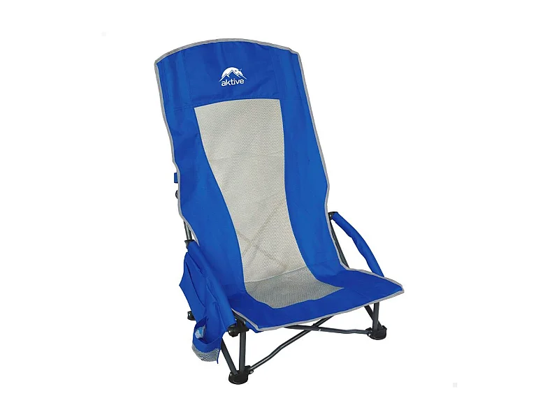 Silla de camping Aktive plegable + bolsillos laterales azul 95x55x45 cm
