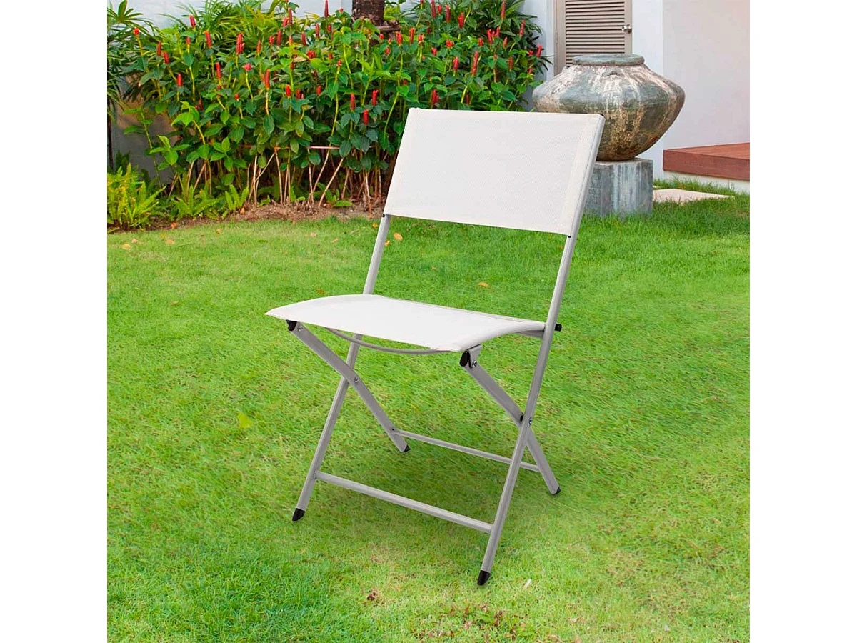 Silla de jardín Aktive Garden plegable blanco 81x46x55 cm