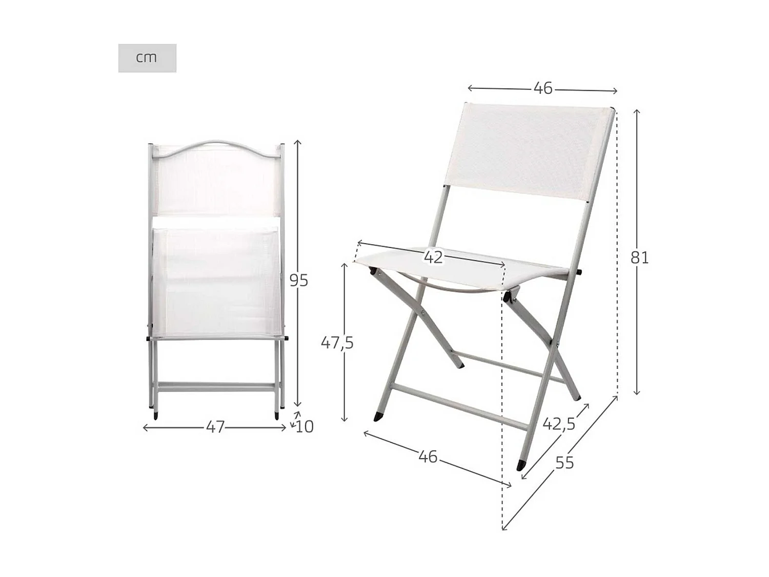 Silla de jardín Aktive Garden plegable blanco 81x46x55 cm
