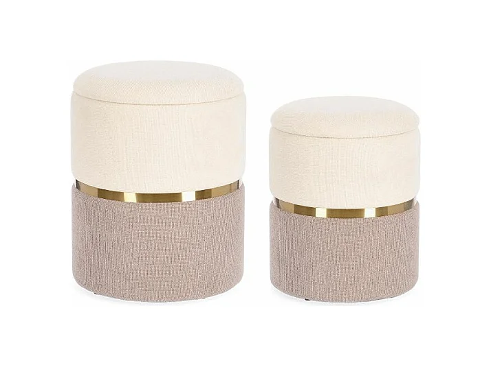 Set van 2 stoffen opbergzakken in crème en roze - RADINKA