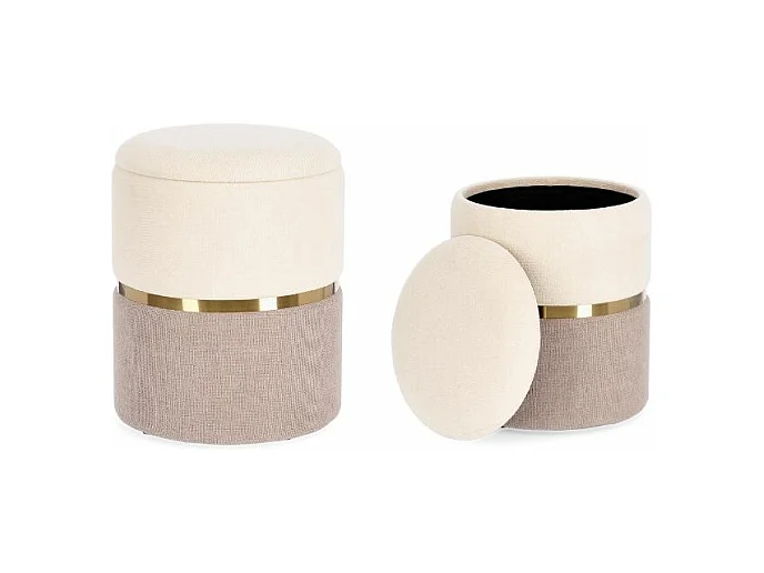 Set van 2 stoffen opbergzakken in crème en roze - RADINKA