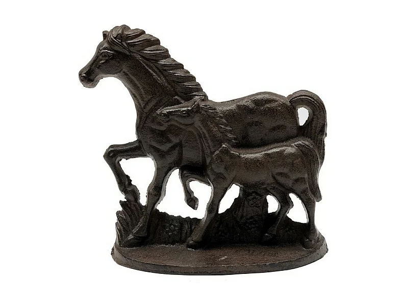 Figurine cheval en fonte marron 17 x 16 cm