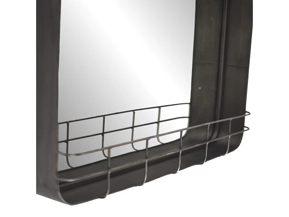 Miroir étagère murale en métal gris 49 x 30 cm