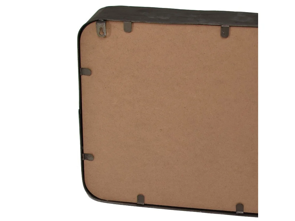 Miroir étagère murale en métal gris 49 x 30 cm