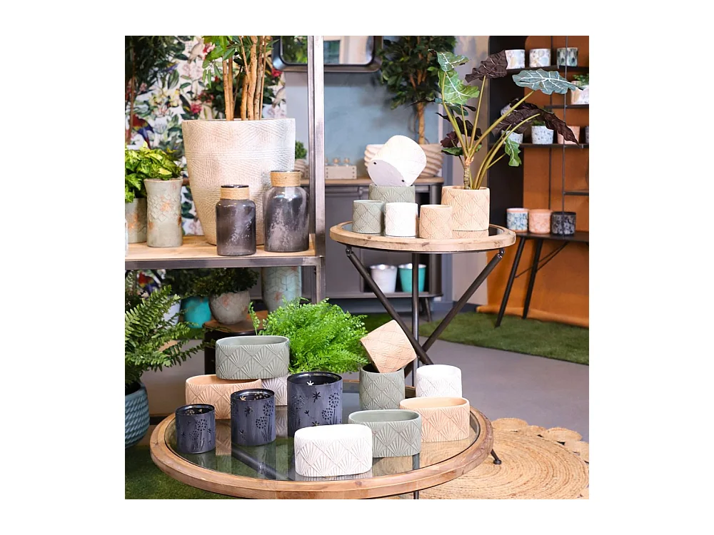 Photophore bougeoir bougie Noël métal gris verre 12,5x12,5cm