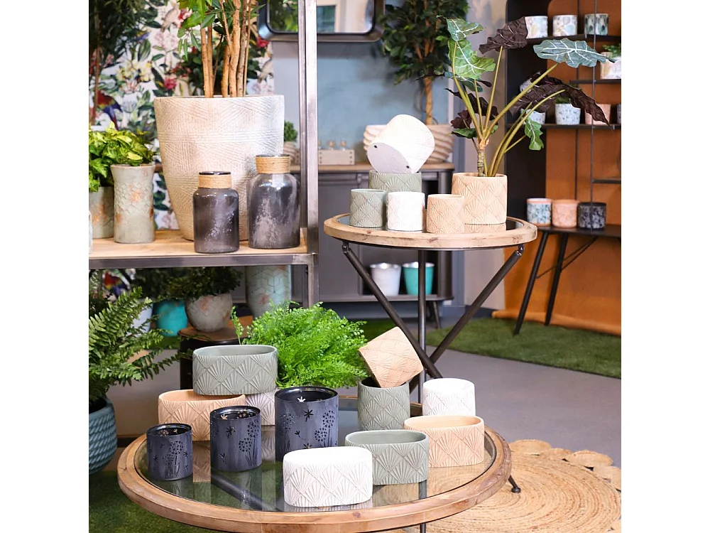 Photophore bougeoir bougie Noël métal gris verre 12,5x12,5cm