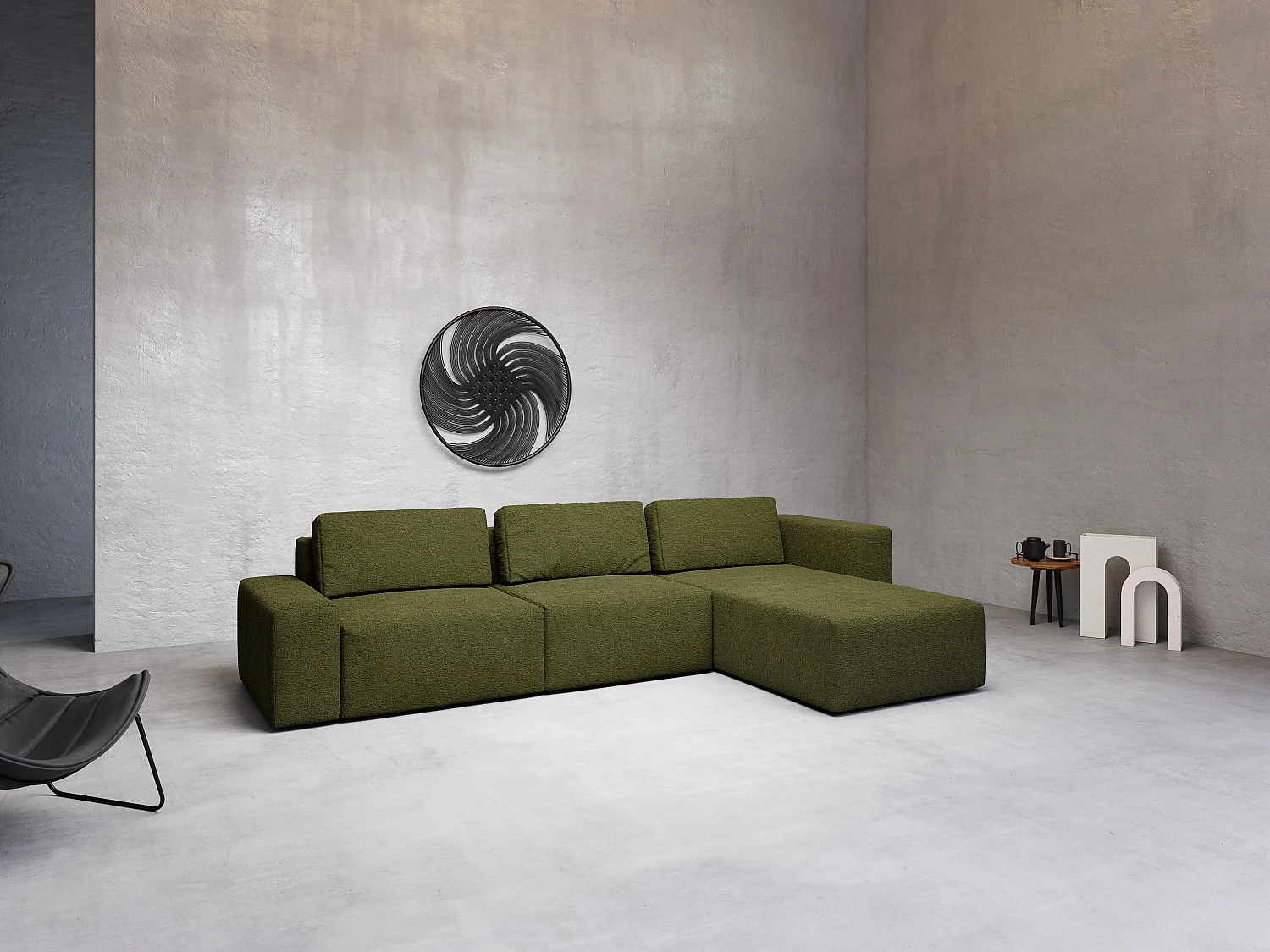 AX LIVING Couch XXL L Form Arkleton Ecksofa Grün 360cm Stil Komfort R