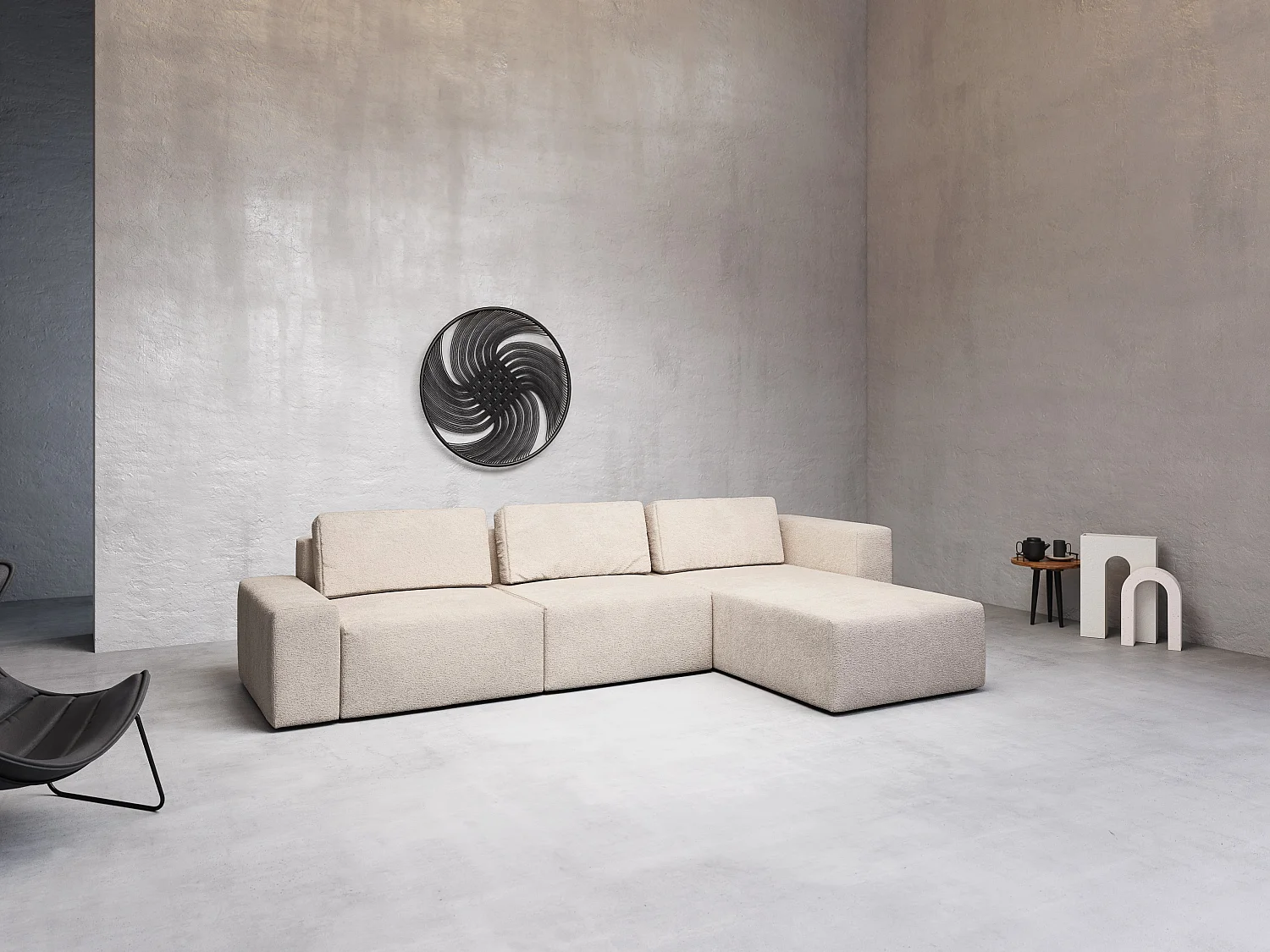 AX LIVING Arkleton Couch XXL L Form 360cm in Beige Komfort & Eleganz R