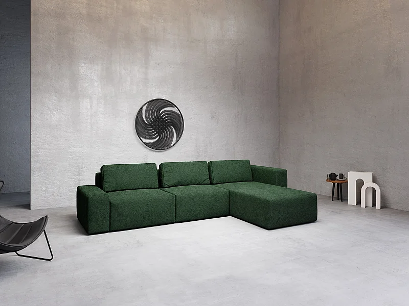 AX LIVING canapé XXL en L Arkleton vert foncé 360 cm – style D