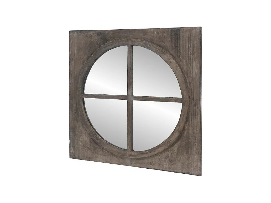 Miroir carrée style fenêtre en bois marron 55 x 55 cm