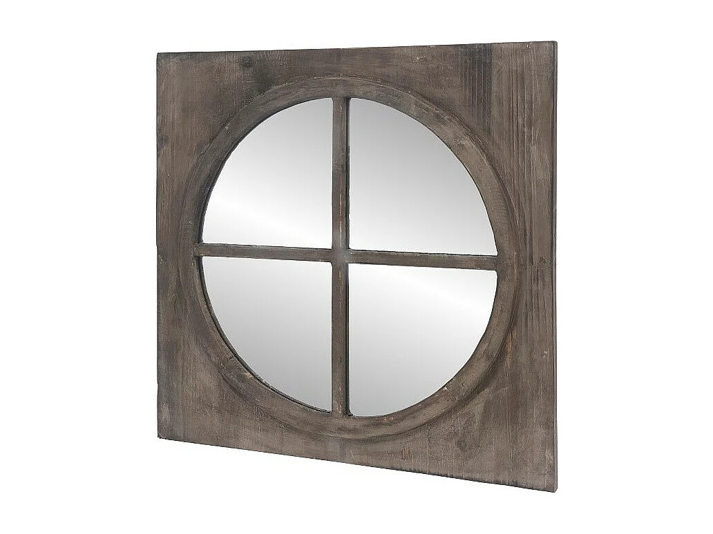 Miroir carrée style fenêtre en bois marron 55 x 55 cm