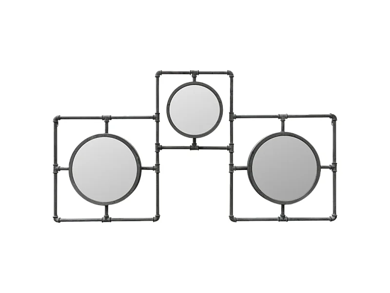 Miroir multiple mural en métal gris 160 x 86 cm