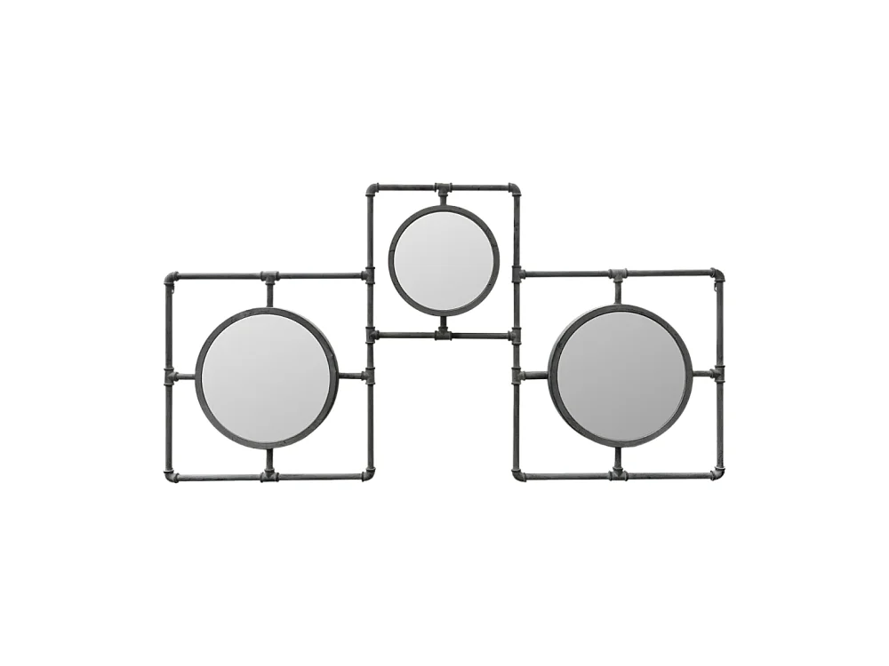 Miroir multiple mural en métal gris 160 x 86 cm