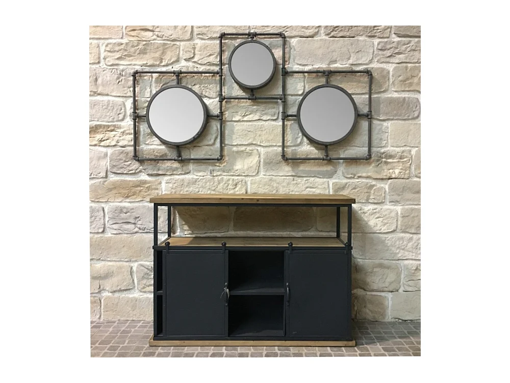 Miroir multiple mural en métal gris 160 x 86 cm