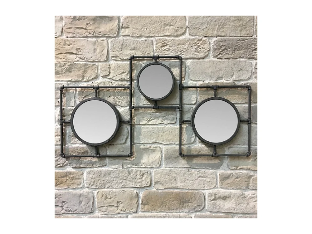 Miroir multiple mural en métal gris 160 x 86 cm