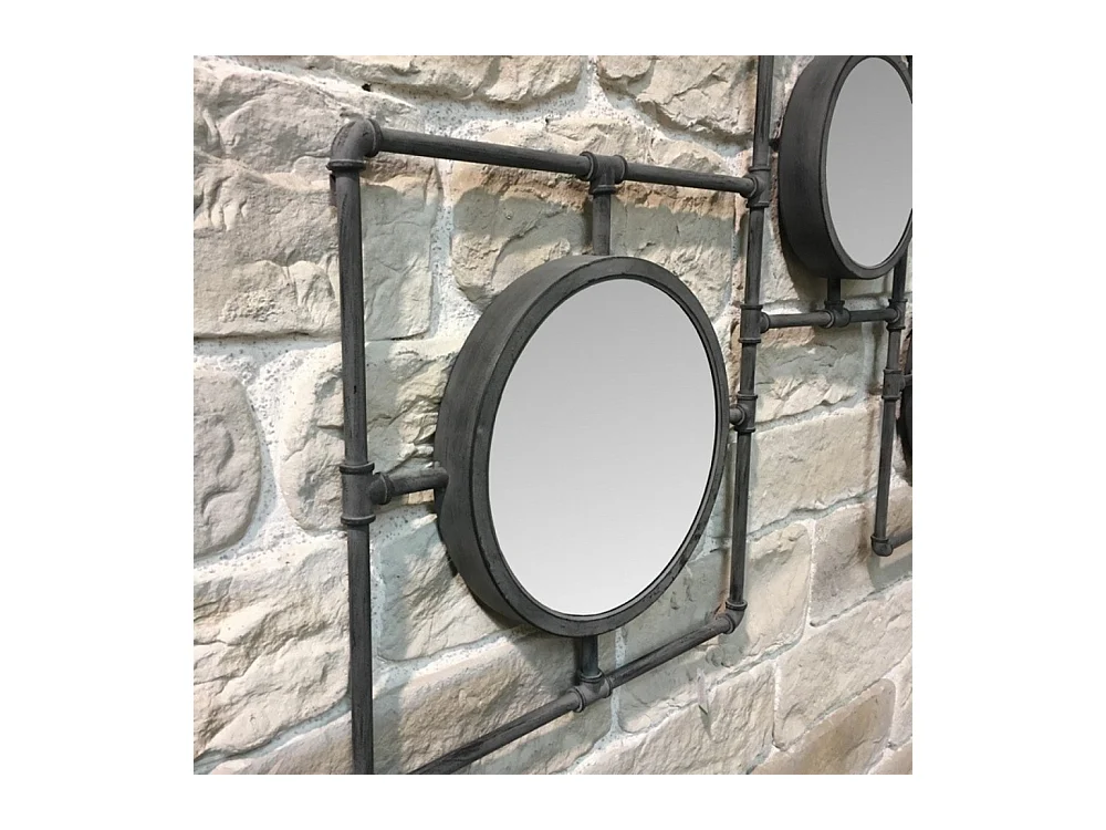 Miroir multiple mural en métal gris 160 x 86 cm