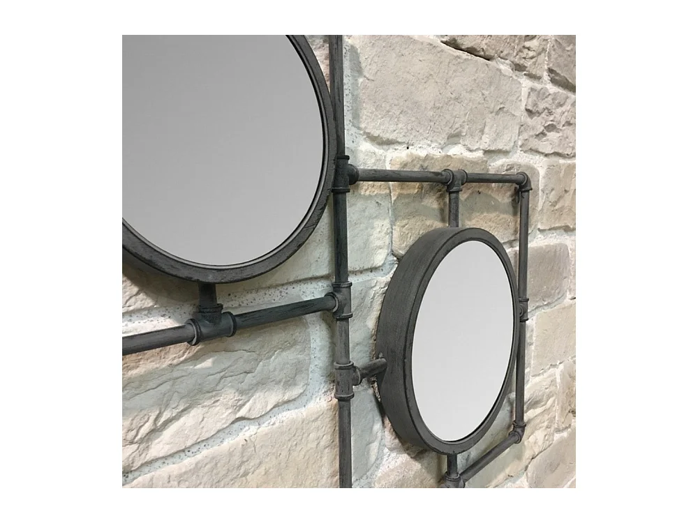 Miroir multiple mural en métal gris 160 x 86 cm