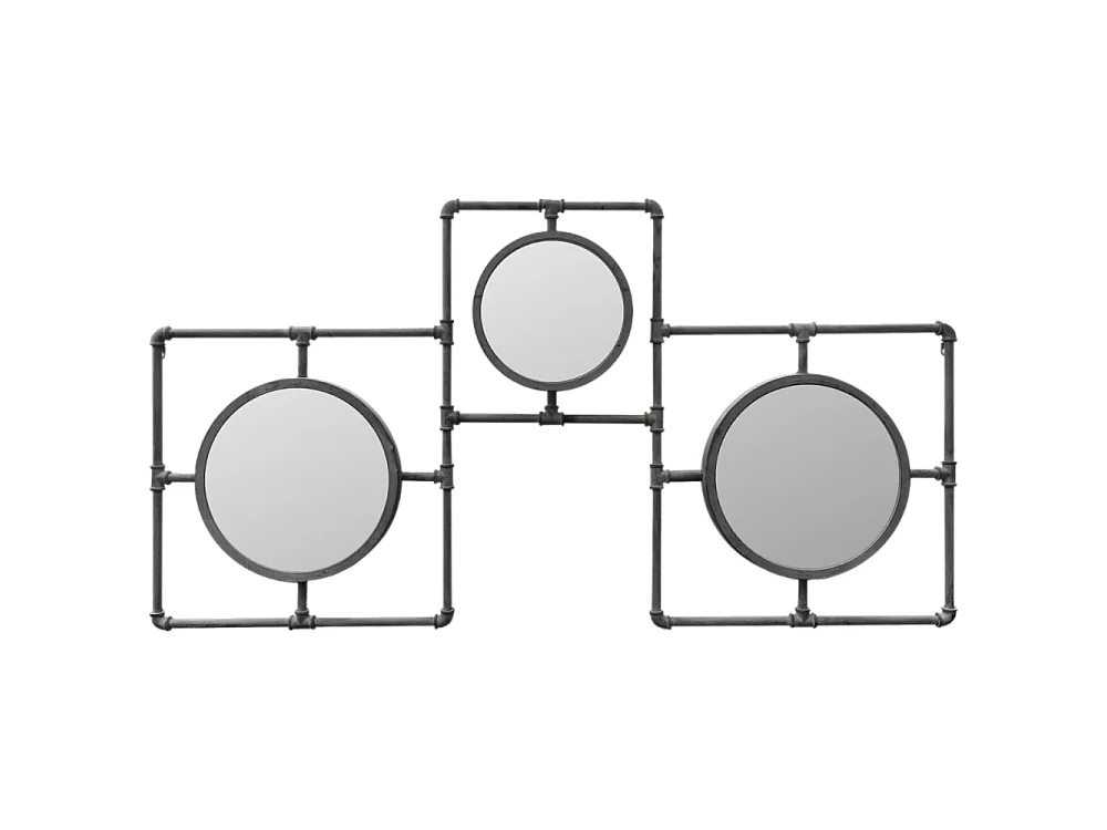 Miroir multiple mural en métal gris 160 x 86 cm