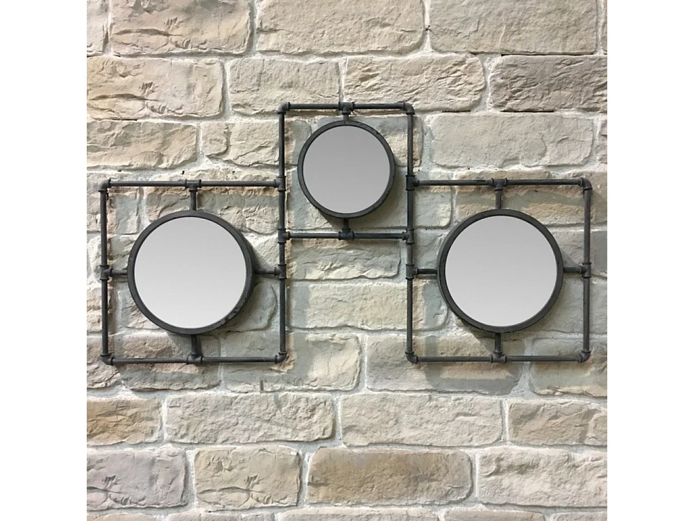 Miroir multiple mural en métal gris 160 x 86 cm