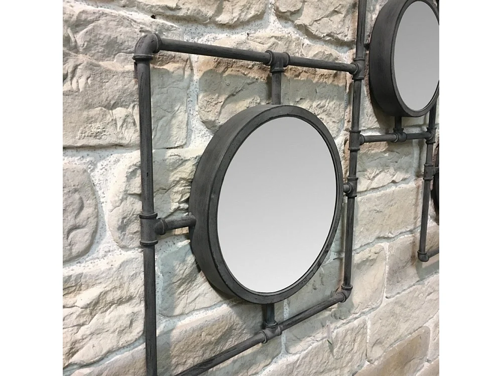 Miroir multiple mural en métal gris 160 x 86 cm