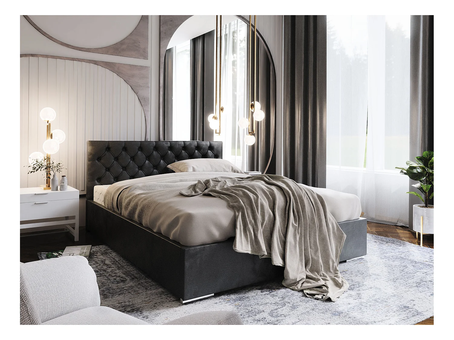 Łóżko tapicerowane DANILO Stelaż Metalowy/Materac Pocket 140x200 monolith 97