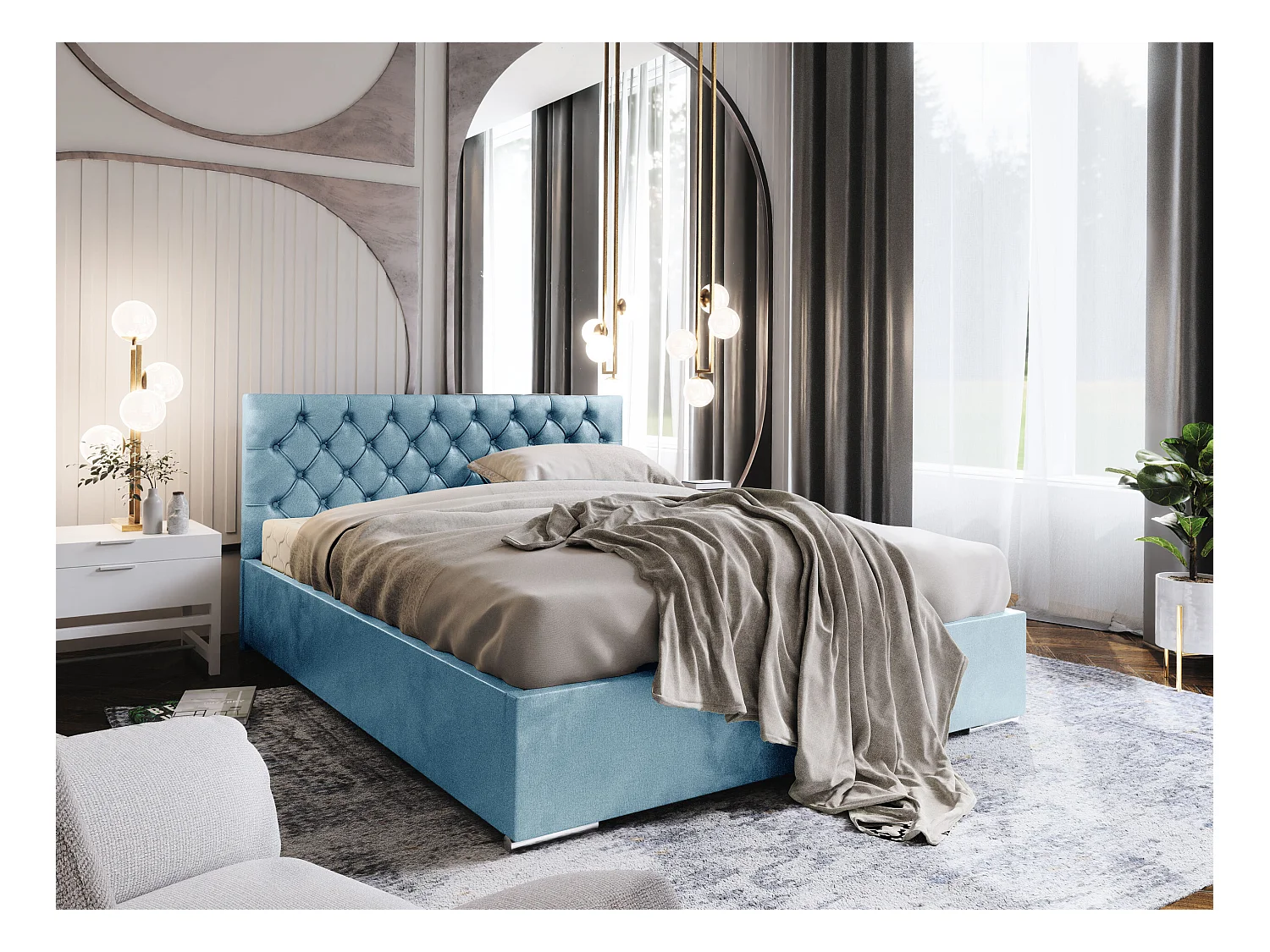 Łóżko tapicerowane DANILO Stelaż Metalowy/Materac Pocket 90x200 monolith 72