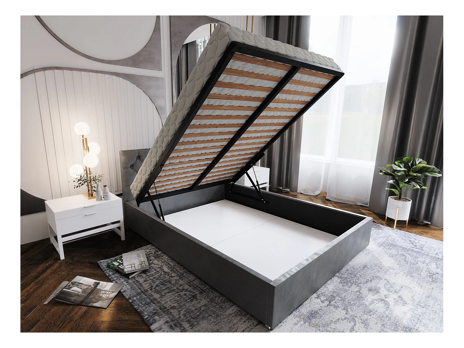 Łóżko tapicerowane DANILO Stelaż Metalowy/Materac Pocket 90x200 monolith 72