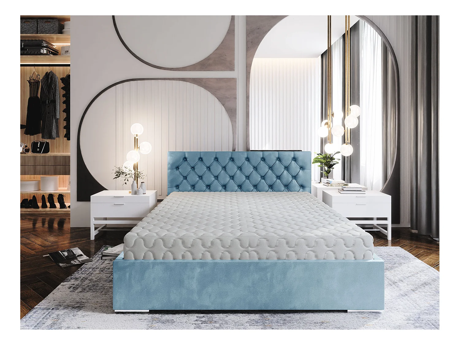 Łóżko tapicerowane DANILO Stelaż Metalowy/Materac Pocket 90x200 monolith 72