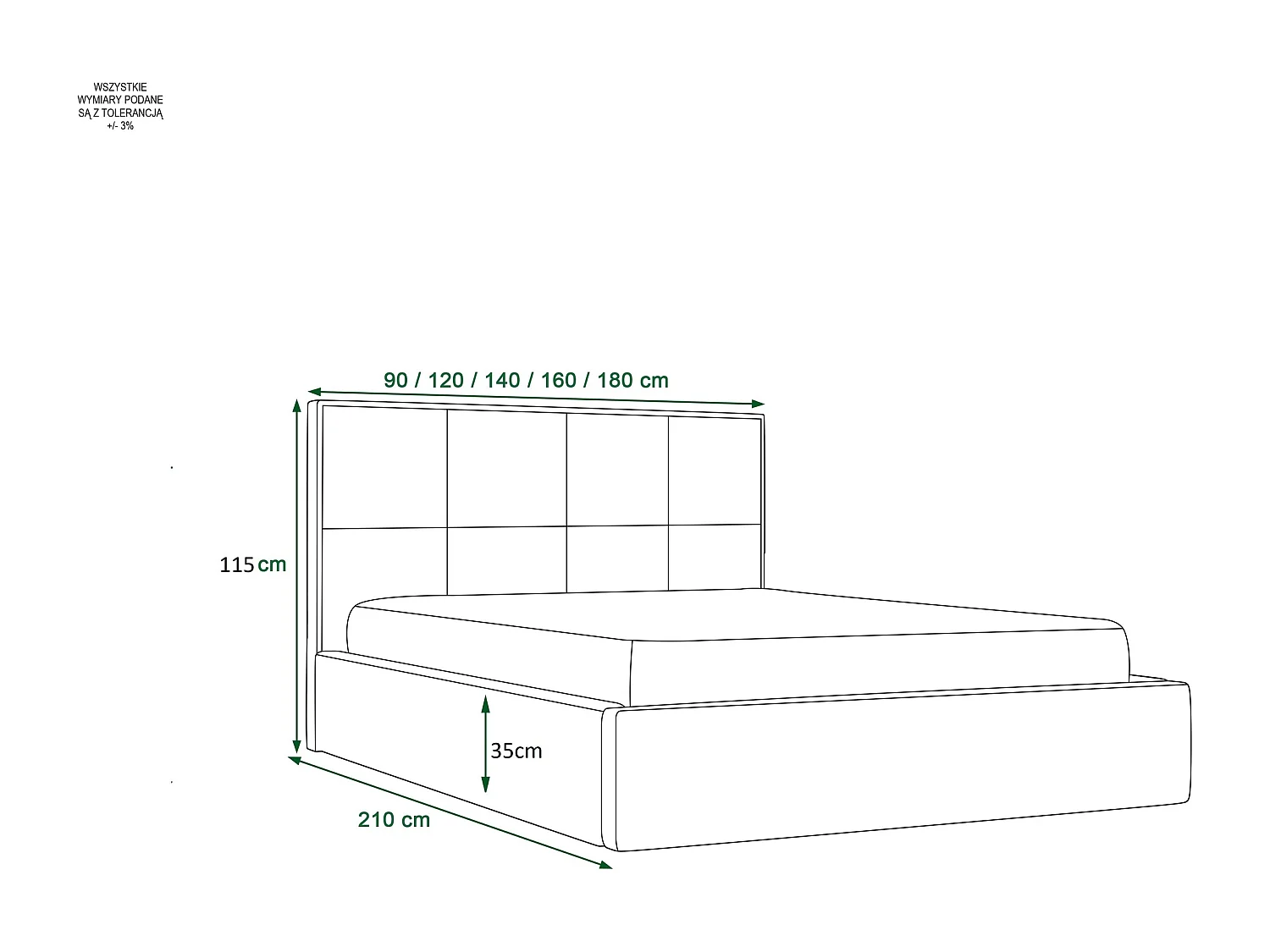 Łóżko tapicerowane DANILO Stelaż Metalowy/Materac Pocket 90x200 monolith 72