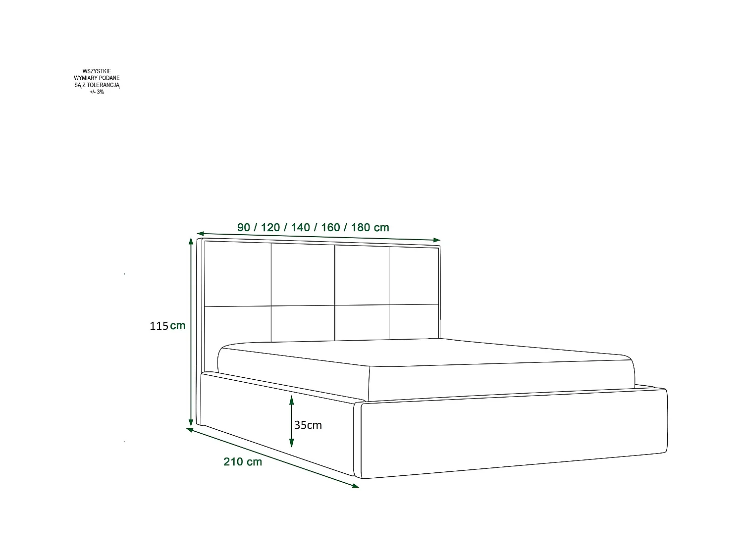 Łóżko tapicerowane DANILO Stelaż Metalowy/Materac Pocket 120x200 monolith 70