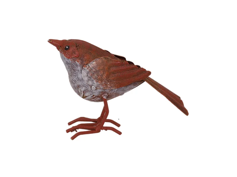 Oiseau en métal rouge et orange 16 x 4.5 x 10cm