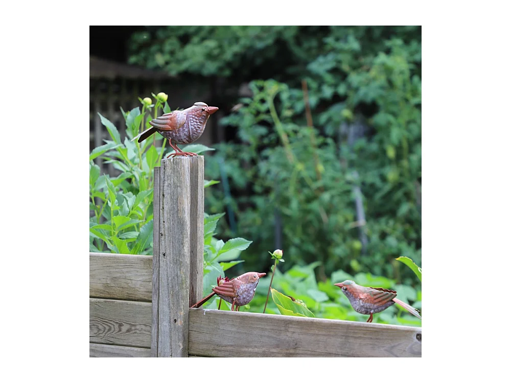 Oiseau en métal rouge et orange 16 x 4.5 x 10cm