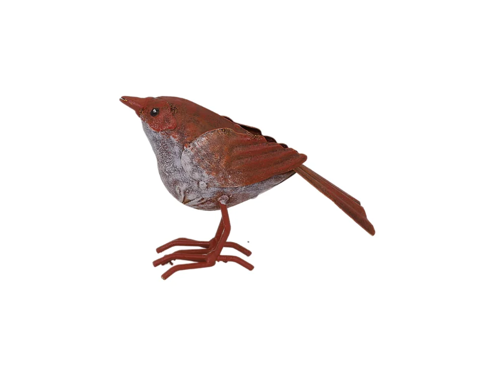 Oiseau en métal rouge et orange 16 x 4.5 x 10cm