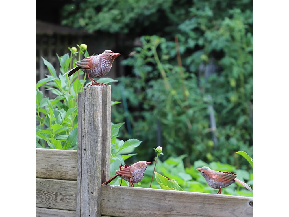 ° Oiseau en métal rouge et orange 16 x 4.5 x 10cm