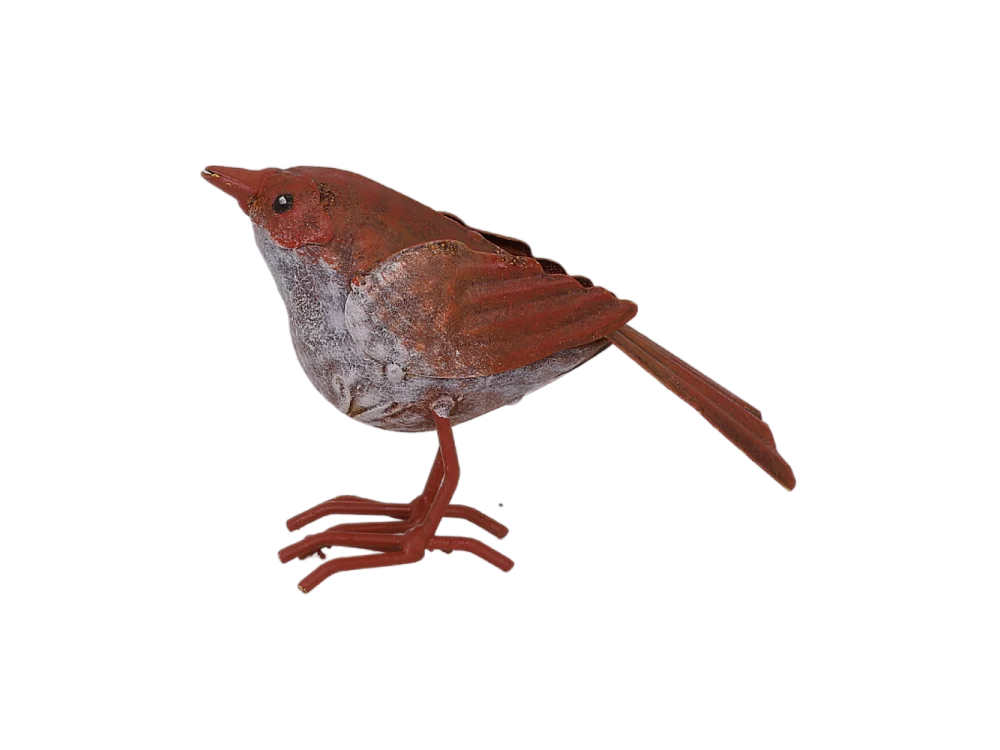 ° Oiseau en métal rouge et orange 16 x 4.5 x 10cm