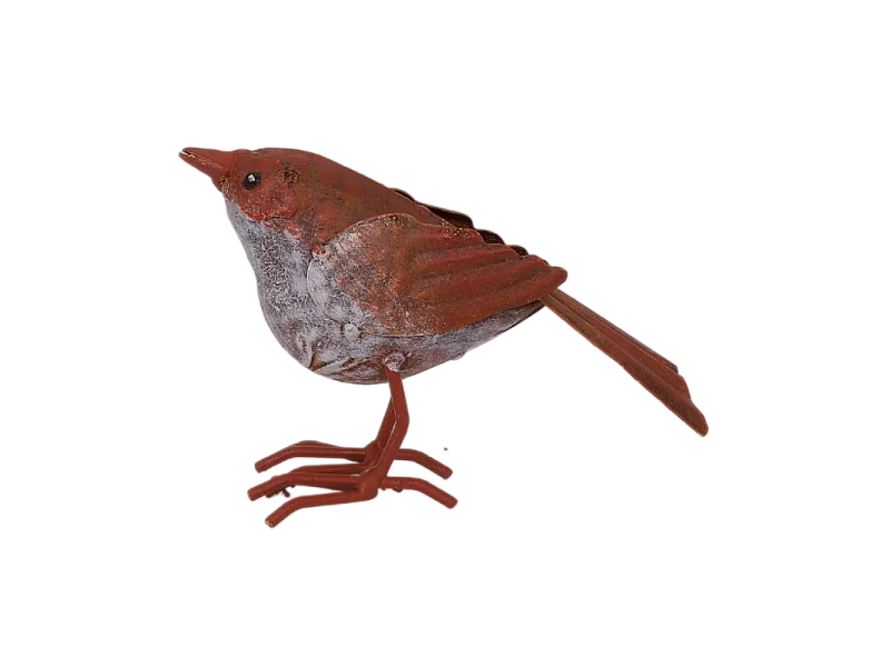 ° Oiseau en métal rouge et orange 16 x 4.5 x 10cm